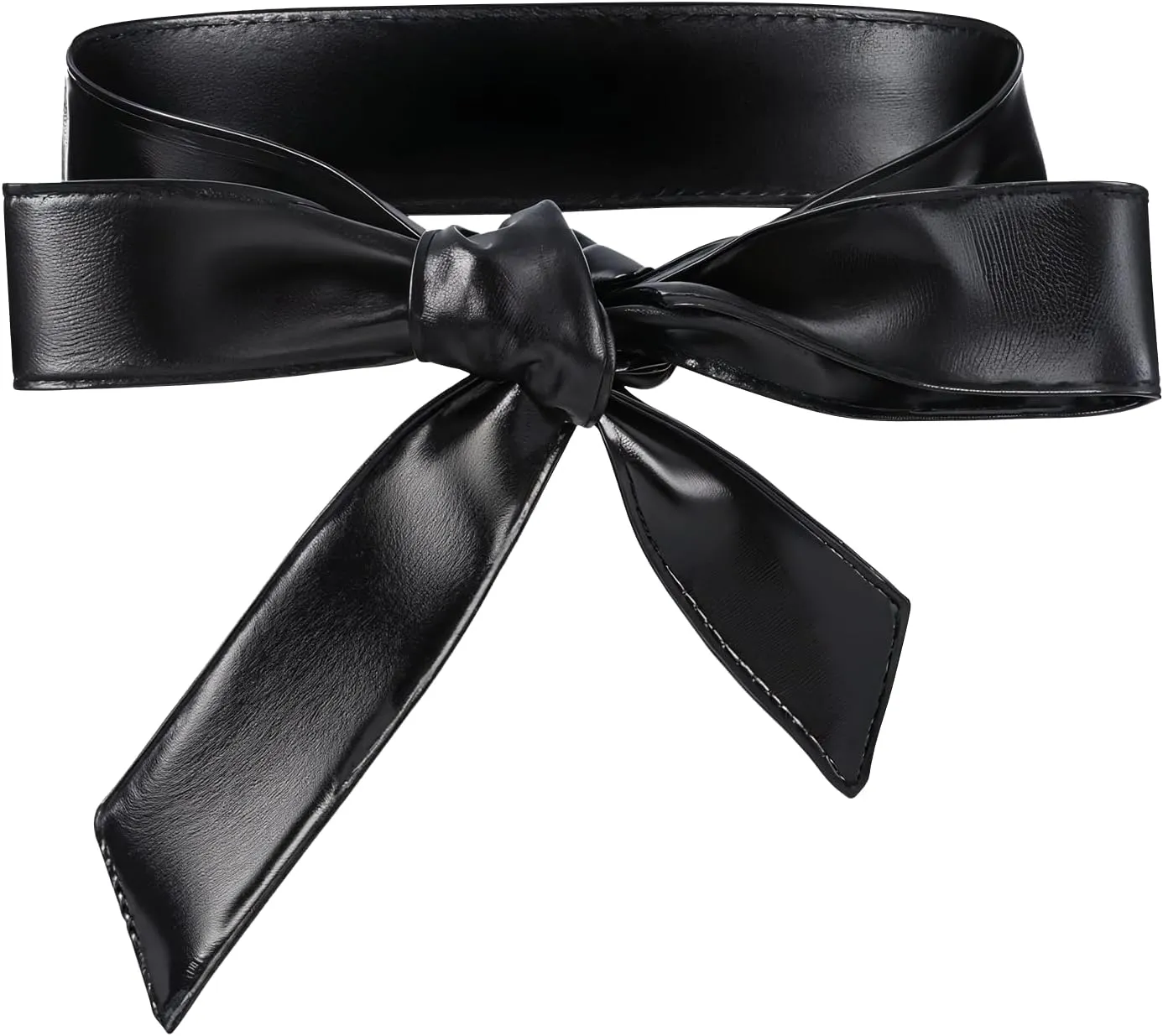 1 PCS Leather Wrap Belt Obi Belts for Women Leather Tie Fashion Wraps PU Thin Belts PU Sash for Dress Women Waist Band Coat Waistband Knotted Fashion Wide Belt for Dress (Black)