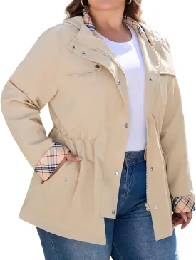 Bloggerlove Rain Jacket Women Plus Size Long Raincoat with Hood Waterproof Outdoor Trench Coat Bloggerlove Rain Jacket Women Plus Size Long Raincoat with Hood Waterproof Outdoor Trench Coat