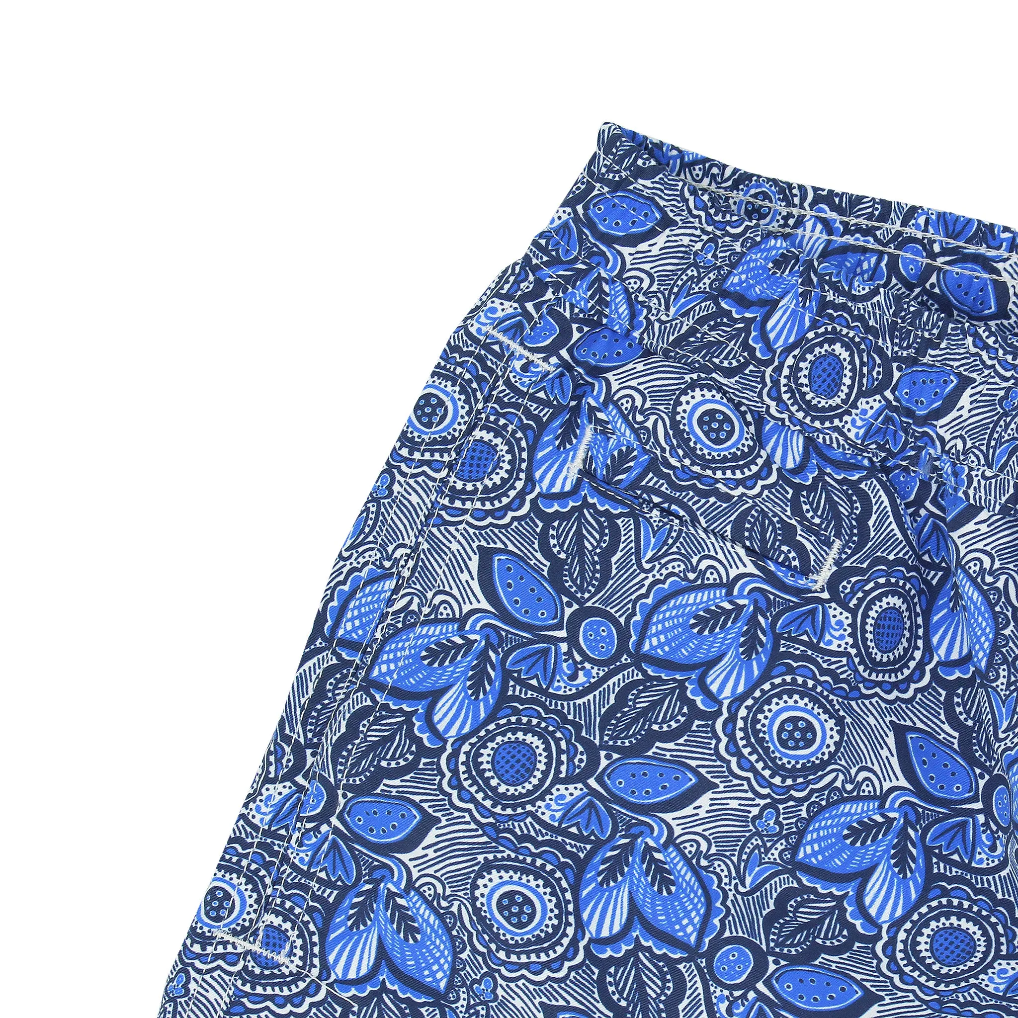 Blue leaf patterned swimming costume. Quick-drying