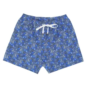 Blue leaf patterned swimming costume. Quick-drying