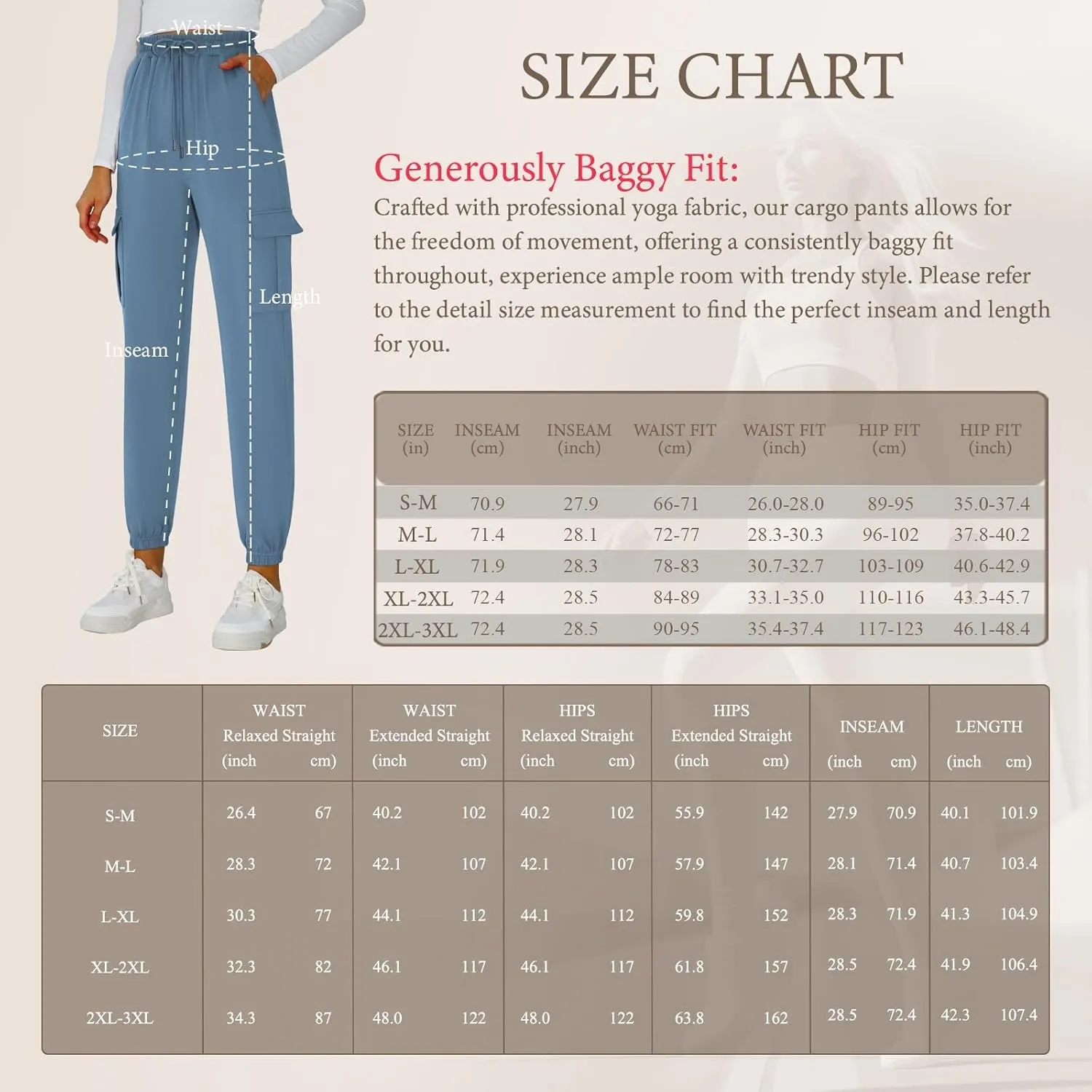 Cargo Pants Women Stretchy Sweatpants Elastic Waist Joggers with Pockets Baggy Hiking Pants Soft Athletic Pants