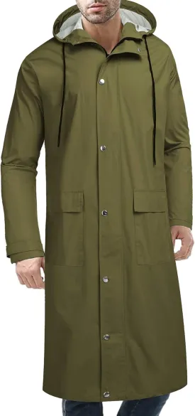 COOFANDY Men's Rain Jacket with Hood Waterproof Lightweight Active Long Raincoat