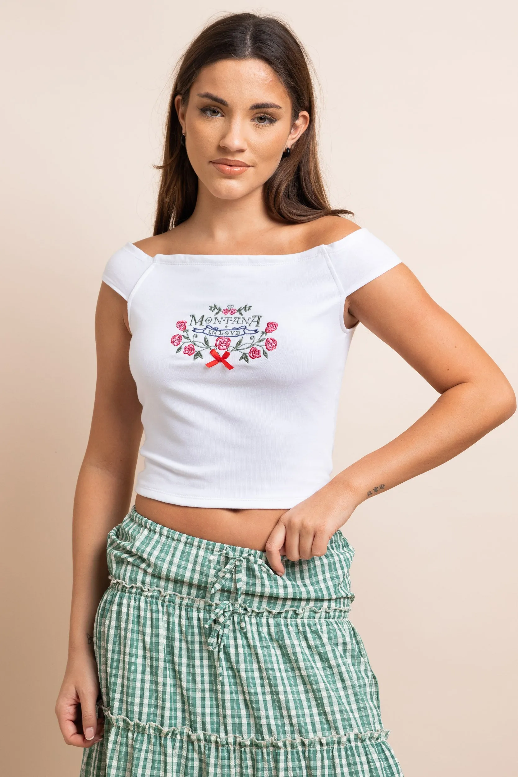 Daisy Street Embroidered Off The Shoulder Top