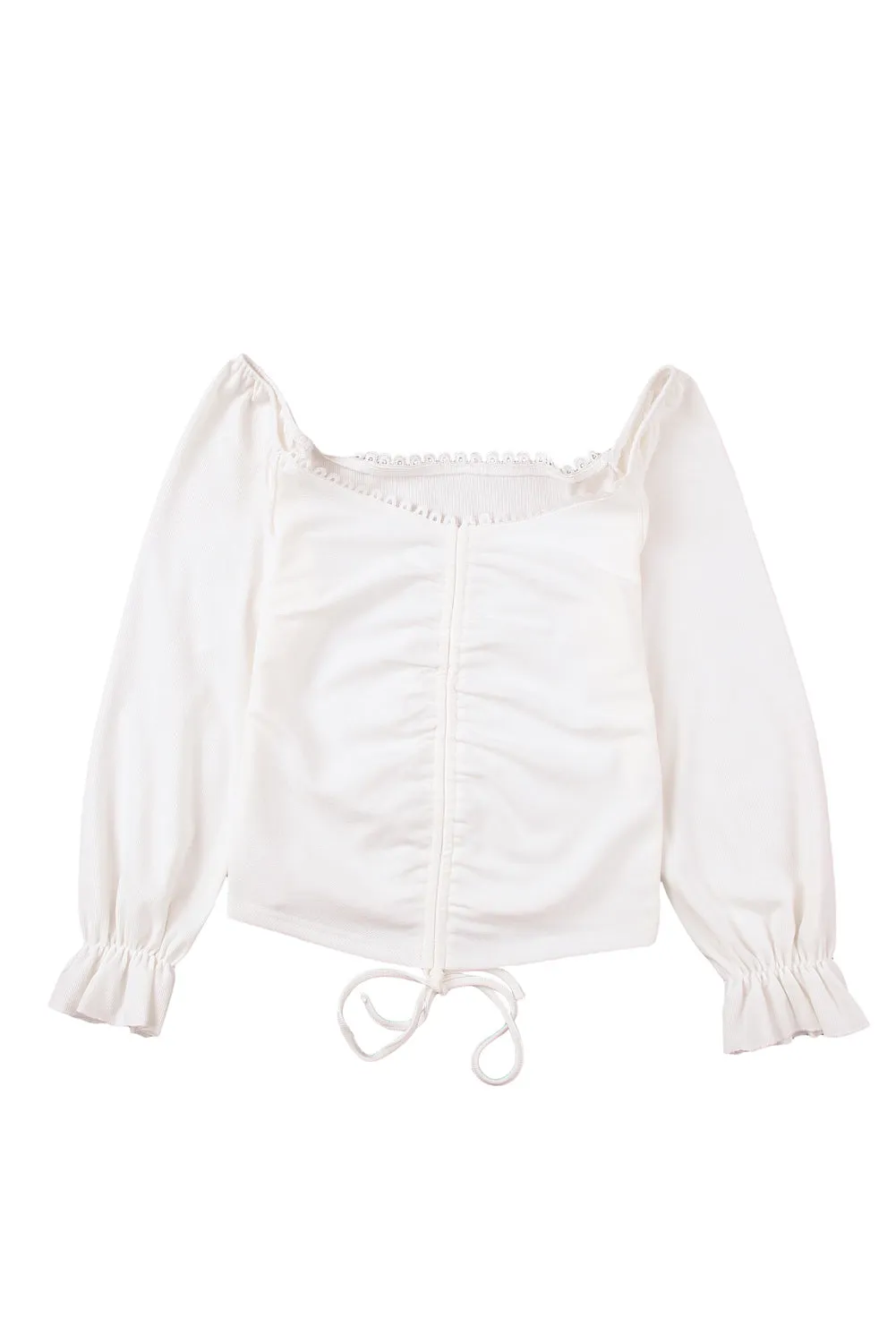 Drawstring Ruched Off The Shoulder Crop Top