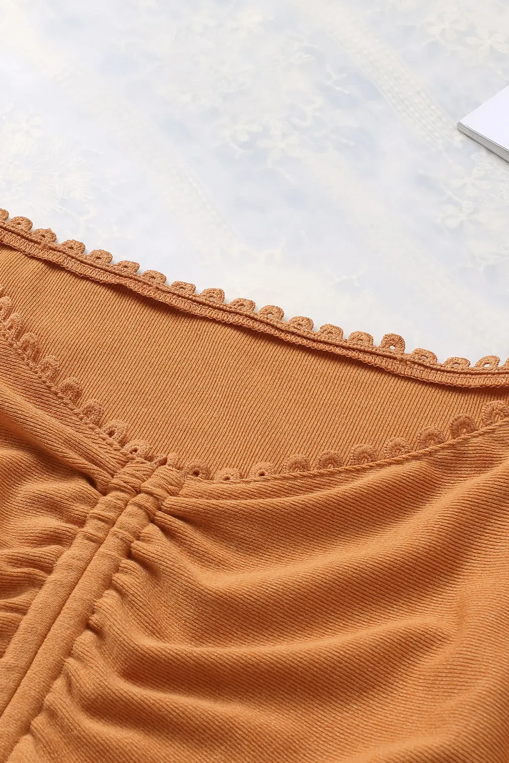 Drawstring Ruched Off The Shoulder Crop Top