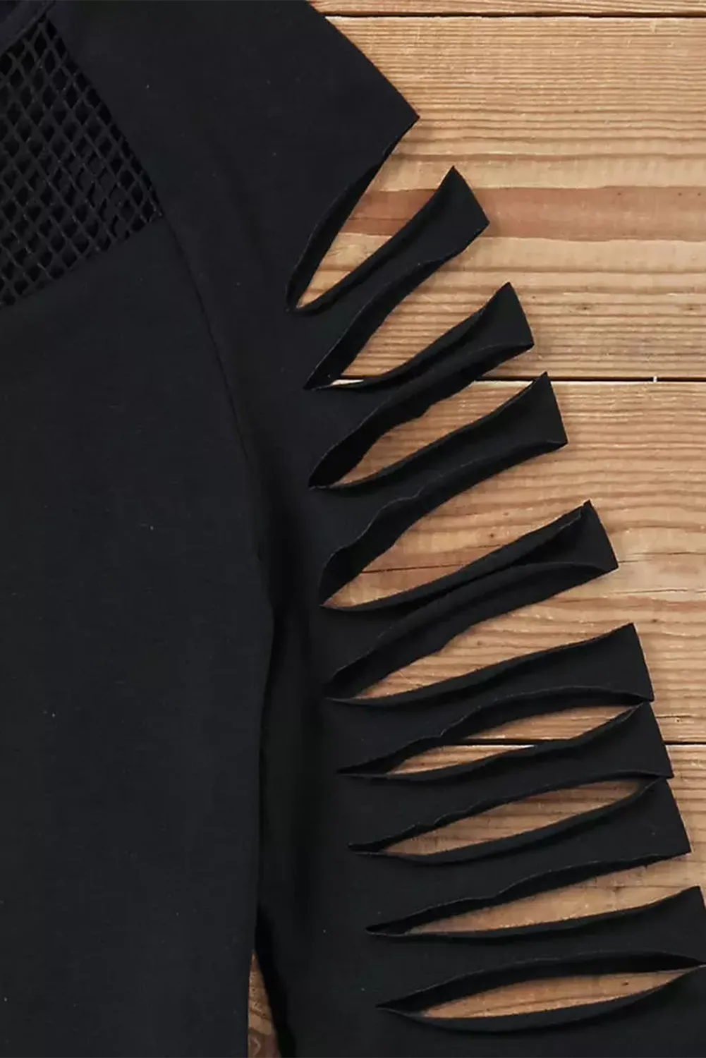 Fishnet Splicing Strappy Cutout Shoulder Top