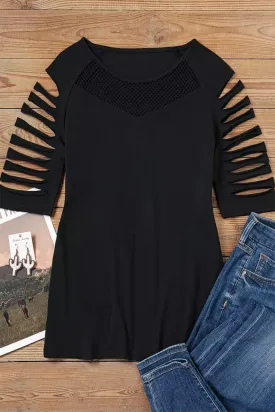 Fishnet Splicing Strappy Cutout Shoulder Top