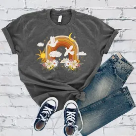 Floral Rainbow With Doves T-Shirt