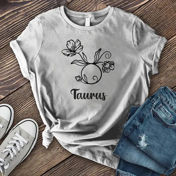 Floral Taurus Symbol T-shirt