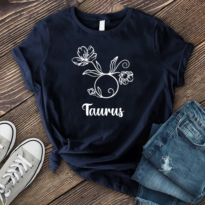 Floral Taurus Symbol T-shirt