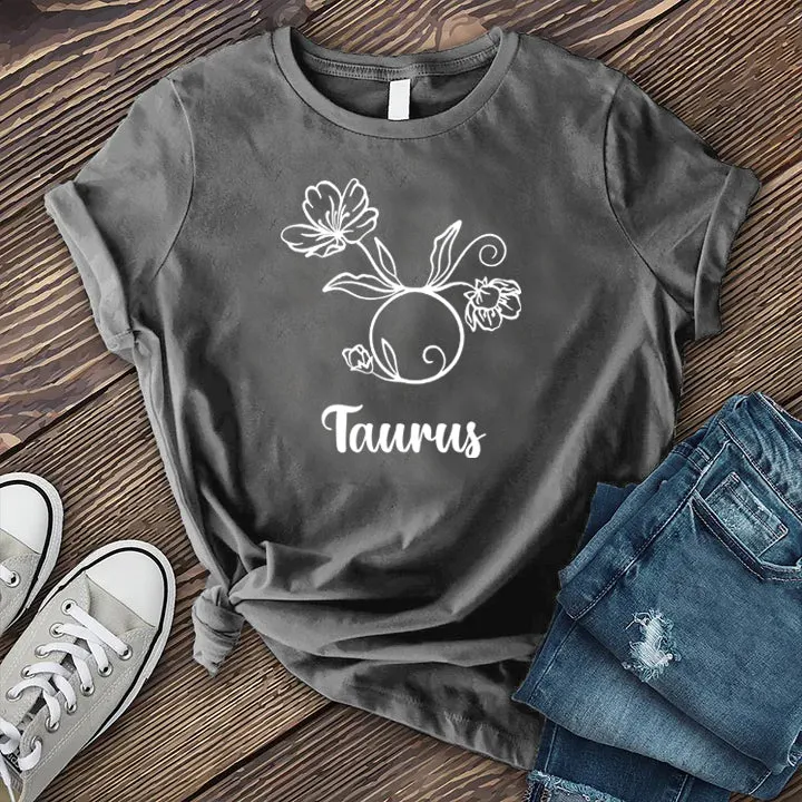 Floral Taurus Symbol T-shirt