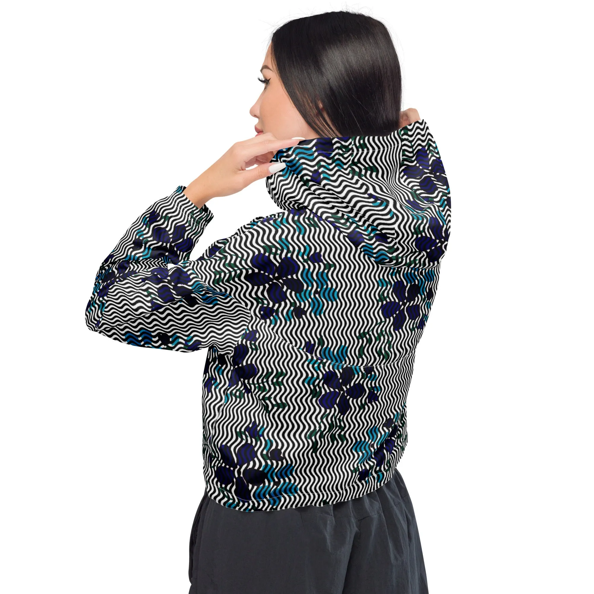 Floral Waves Women’s cropped windbreaker