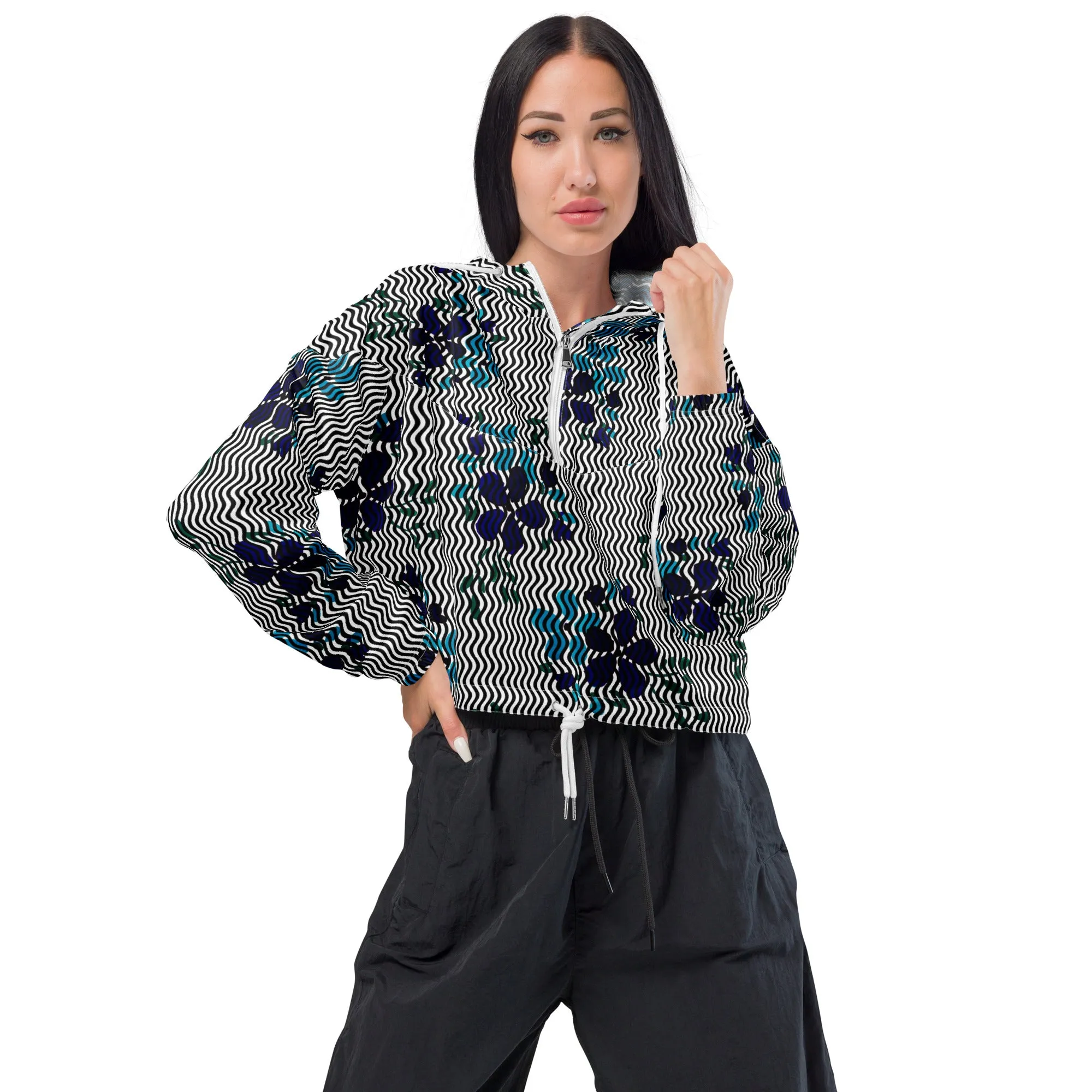 Floral Waves Women’s cropped windbreaker