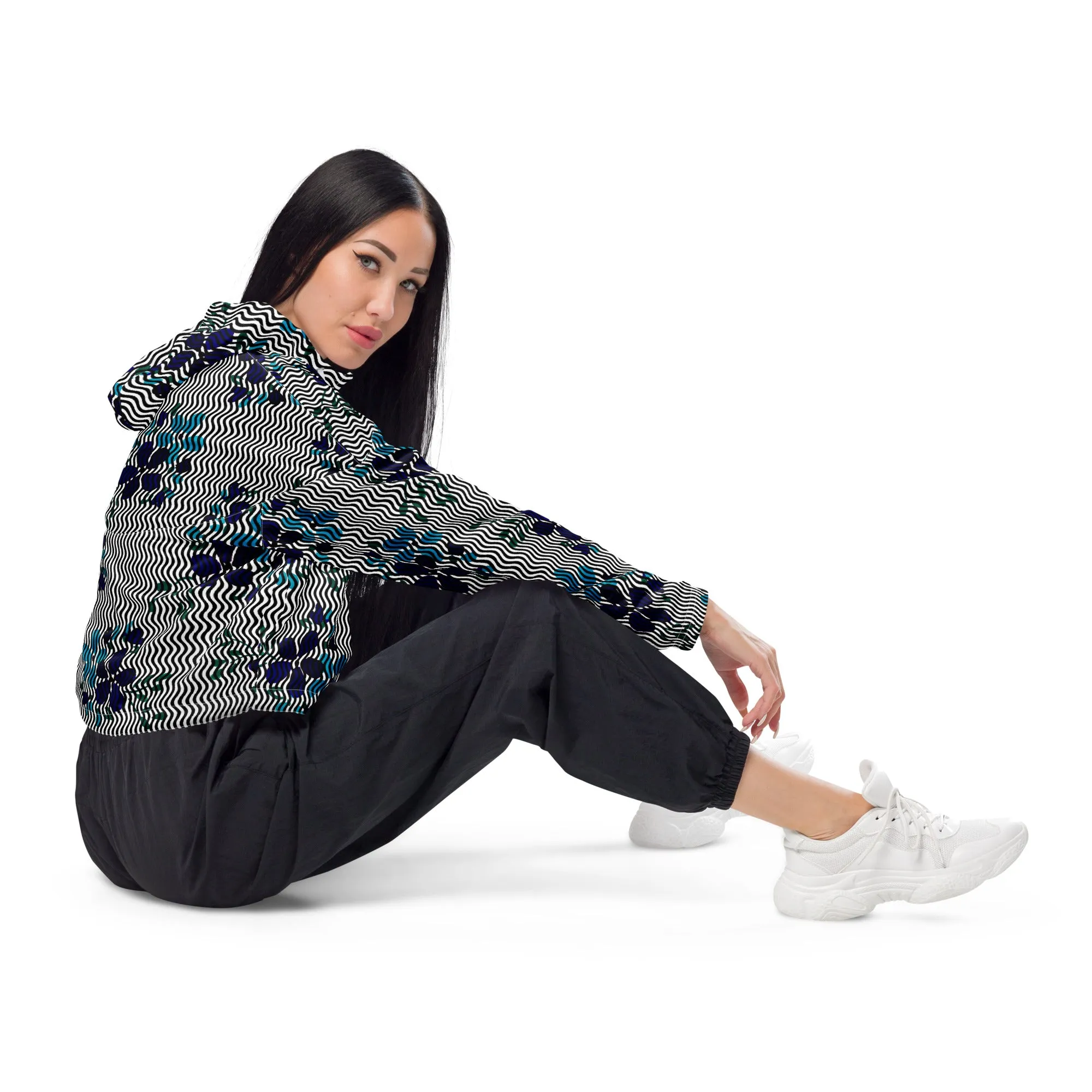 Floral Waves Women’s cropped windbreaker