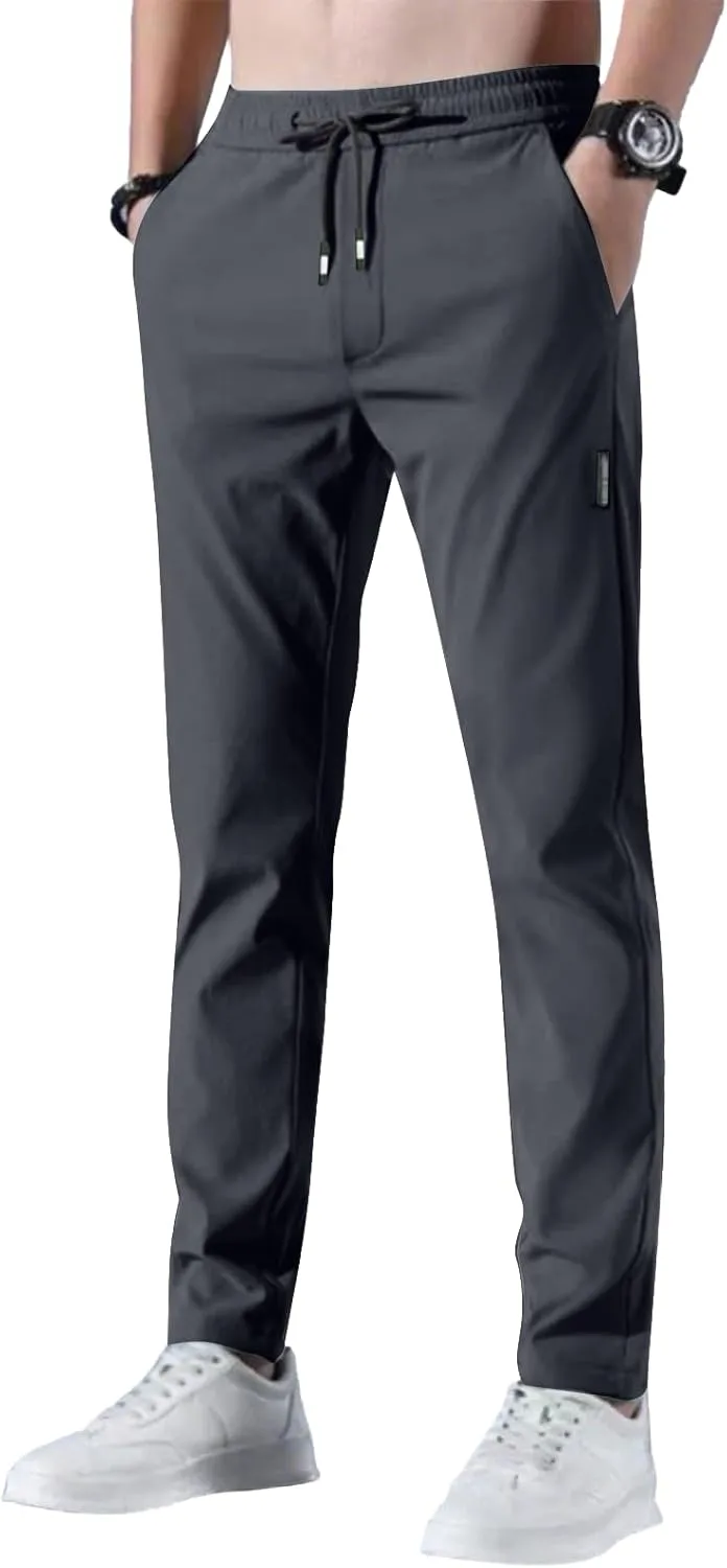 Glide Pants Men Lightweight Pull On Stretch Active Pants Palcomfy Quick Dry Water Resistant Hiking Pant with Pockets