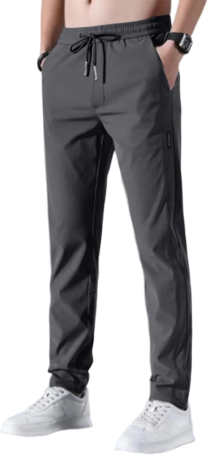 Glide Pants Men Lightweight Pull On Stretch Active Pants Palcomfy Quick Dry Water Resistant Hiking Pant with Pockets