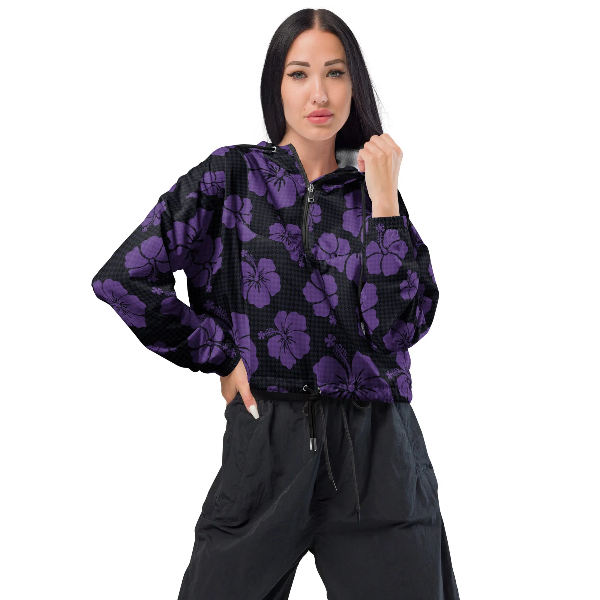 Hibiscus Print Women’s cropped windbreaker