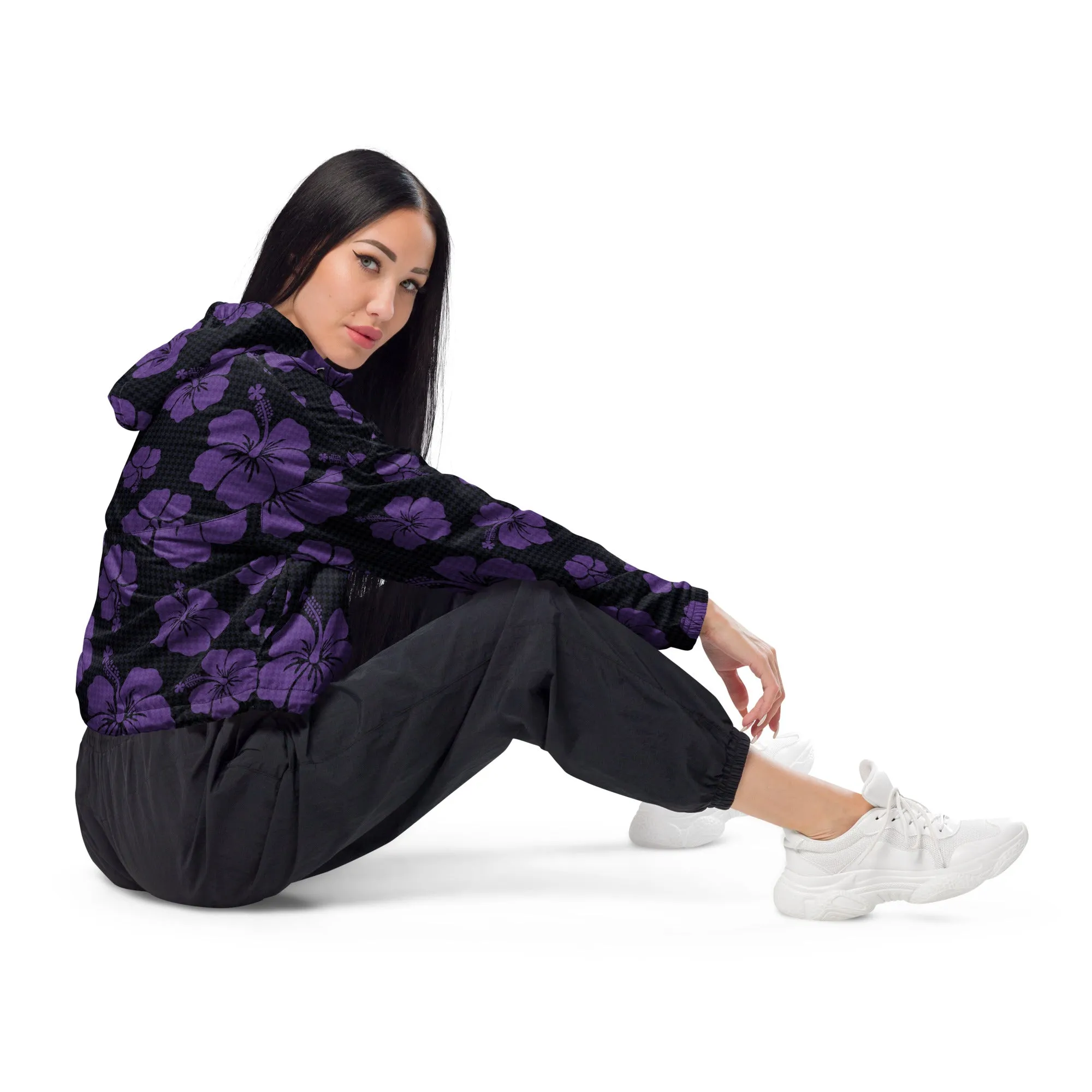 Hibiscus Print Women’s cropped windbreaker