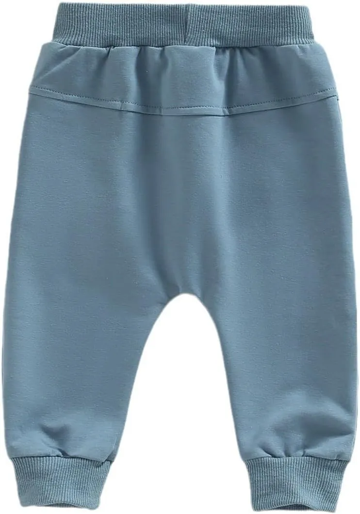 HIUARA Toddler Baby Boys Harem Pants 1/3-Pack Drawstring Pull-on Jogger Pants Kids Long Pants Elastic Waist Trousers Bottoms