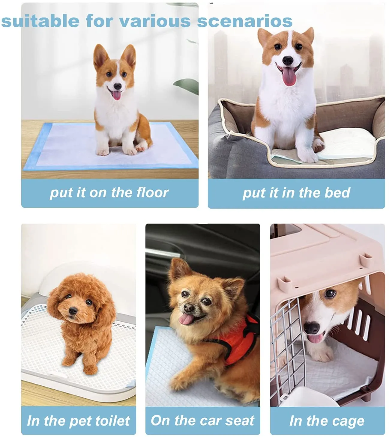 Lannso Pet Dog and Puppy Training Pads Pee Pads Super Absorbent Quick Drying No Leaking Large Size Pads for Dogs Cats Rabbits Pets Potty Pads