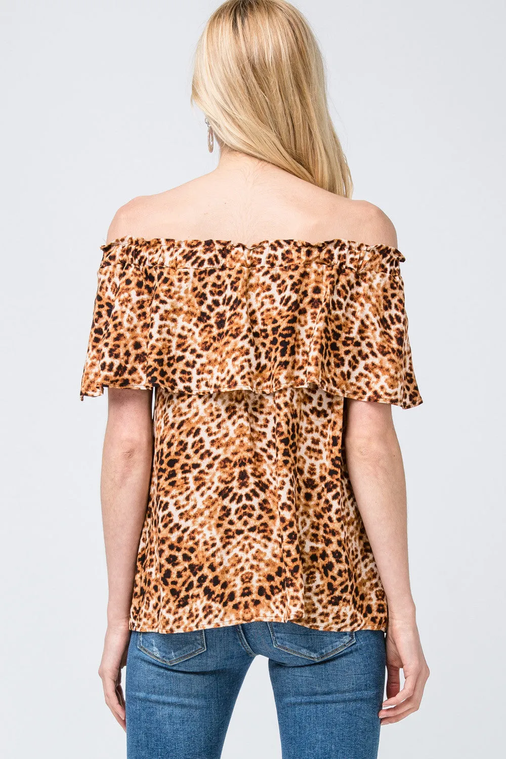 Leopard Print Off The Shoulder Top