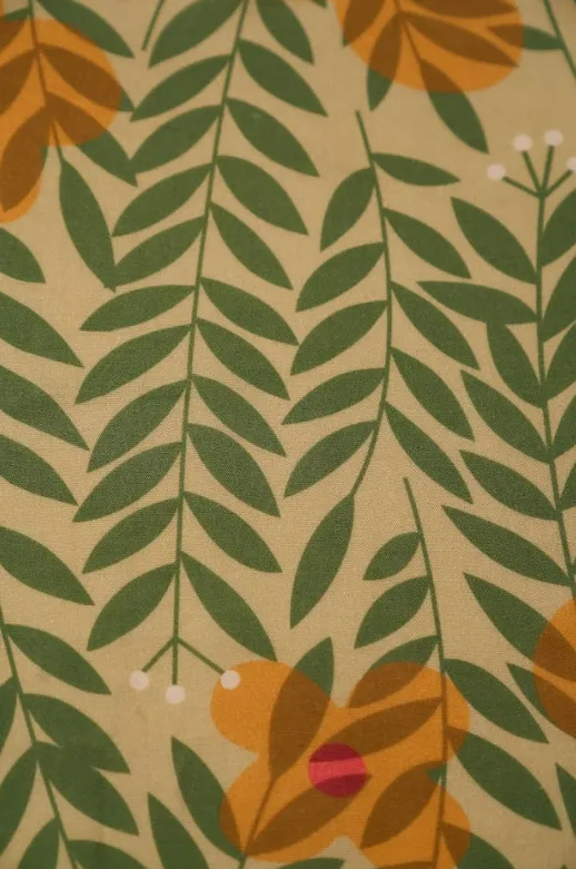 Limeade Green leafy Floral Pattern Printed Natural Muslin Silk Fabric