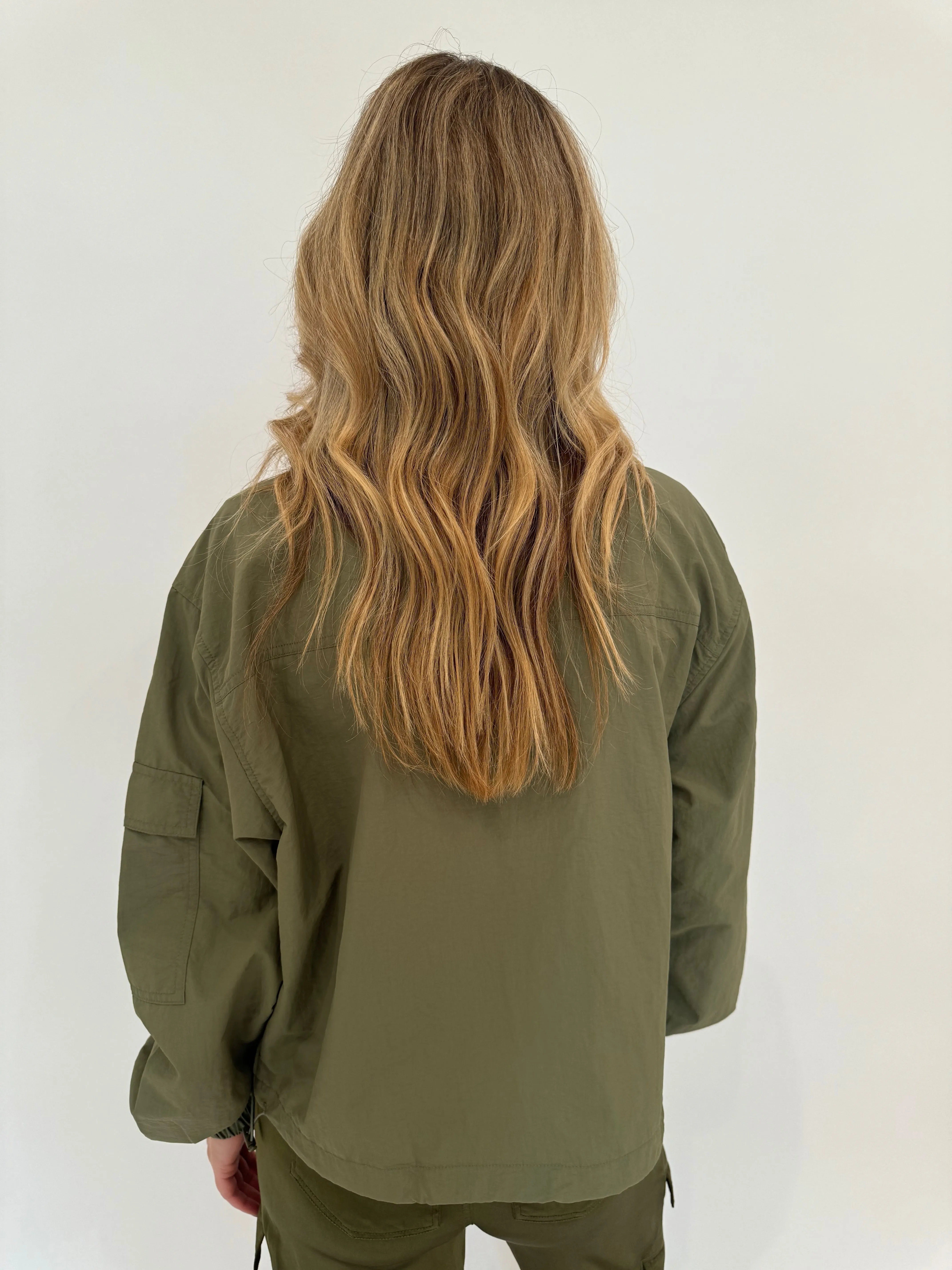 Linda Nylon Cropped Windbreaker - Moss
