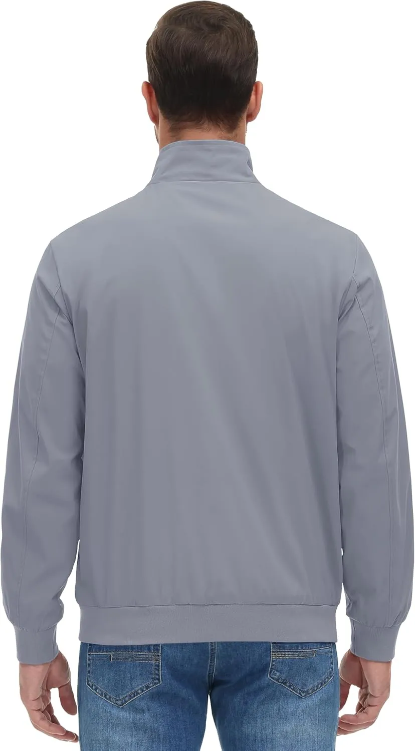MAGCOMSEN Men's Lightweight Bomber Jacket Windproof Water Resistant Zip Up Coat Stand Up Collar Windbreaker with 3 Pockets