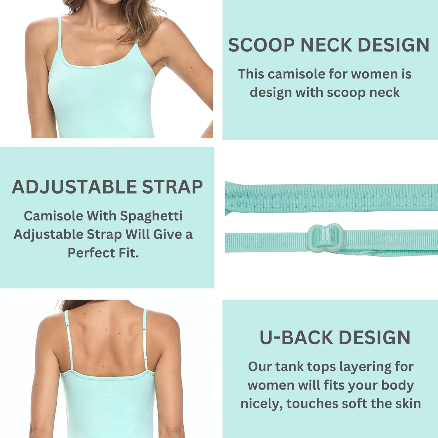 M&M SCRUBS Women's Soft and Breathable Cotton Stretch Camisole with Adjustable Strap Tank Top
