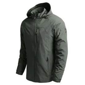 Men Outdoor Hiking Jackets Waterproof Hooded Windbreaker Coat