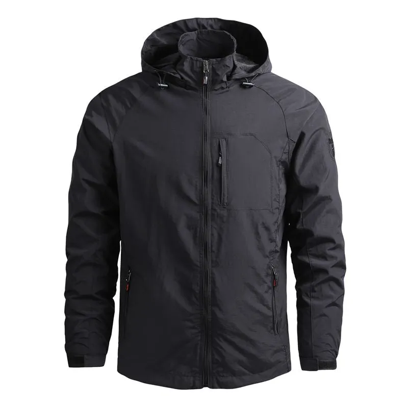 Men Outdoor Hiking Jackets Waterproof Hooded Windbreaker Coat