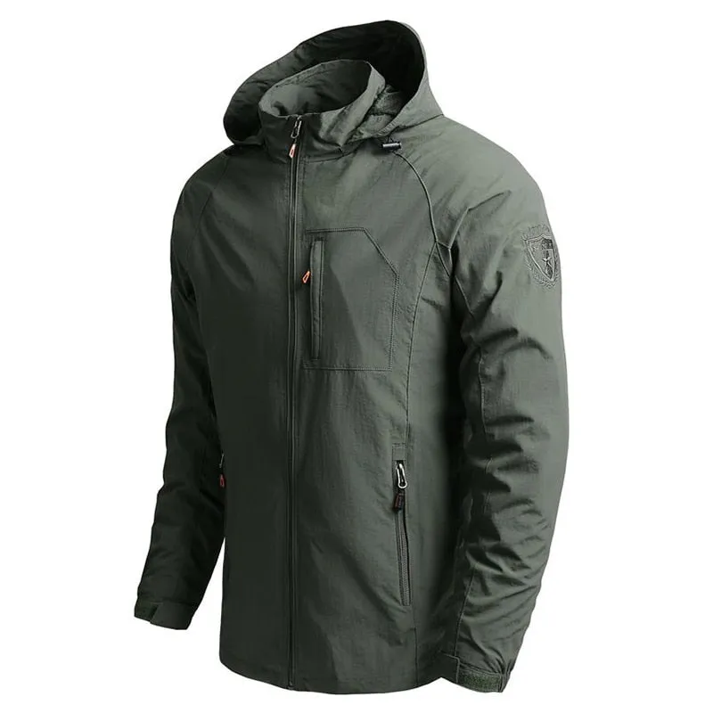 Men Outdoor Hiking Jackets Waterproof Hooded Windbreaker Coat