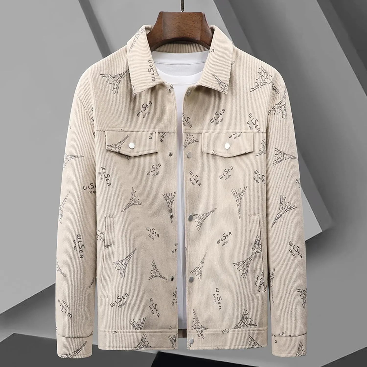Mens Bomber Jacket Fashion Stylish Casual Lightweight Windbreaker Spring Fall Funny Print Button Down Jackets Coat