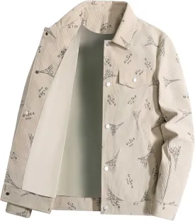 Mens Bomber Jacket Fashion Stylish Casual Lightweight Windbreaker Spring Fall Funny Print Button Down Jackets Coat