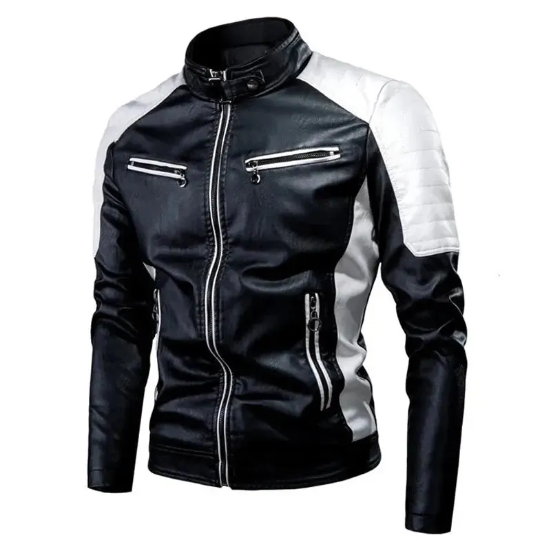 Motorcycle Mens Leather Jacket Casual Windbreaker Waterproof Pu Leather Coat Male Fishing Camping Outdoor Jacket Plus Size S-4xl