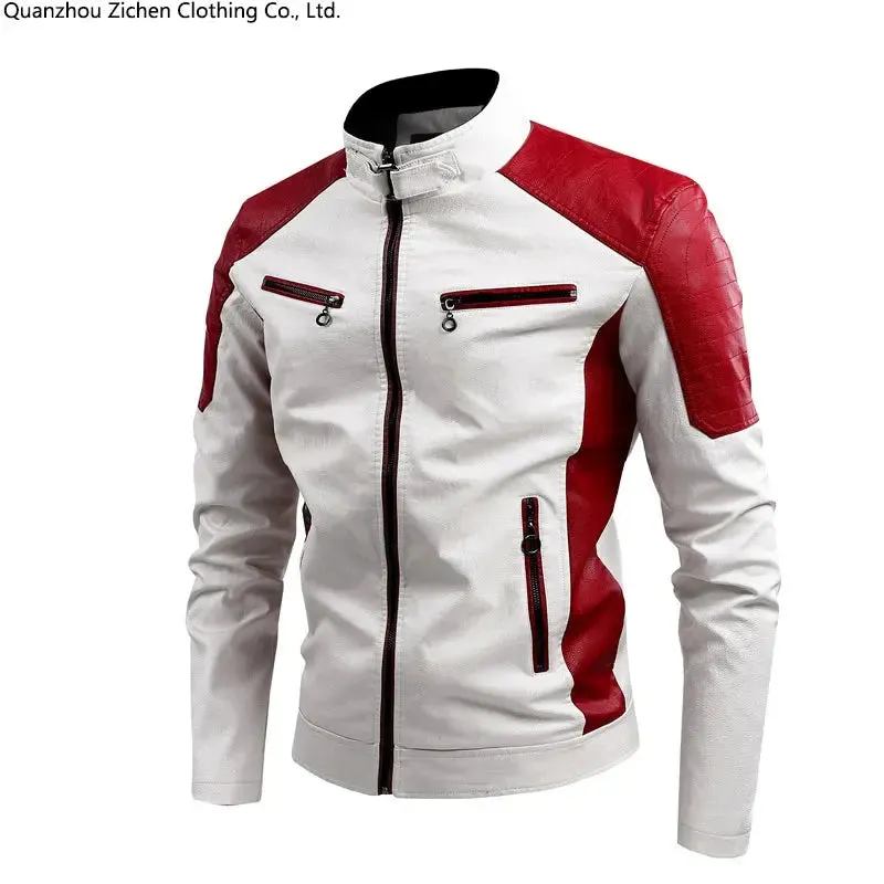 Motorcycle Mens Leather Jacket Casual Windbreaker Waterproof Pu Leather Coat Male Fishing Camping Outdoor Jacket Plus Size S-4xl