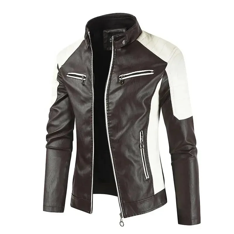 Motorcycle Mens Leather Jacket Casual Windbreaker Waterproof Pu Leather Coat Male Fishing Camping Outdoor Jacket Plus Size S-4xl
