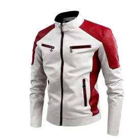 Motorcycle Mens Leather Jacket Casual Windbreaker Waterproof Pu Leather Coat Male Fishing Camping Outdoor Jacket Plus Size S-4xl