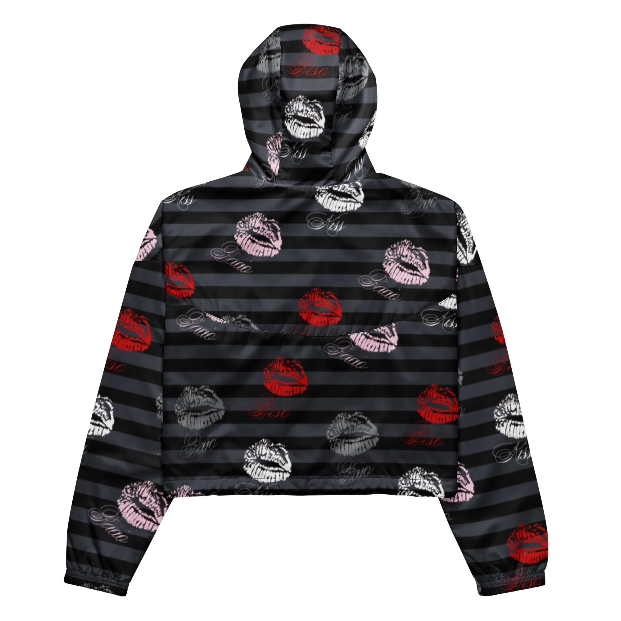 Multilinguql Kisses Women’s cropped windbreaker