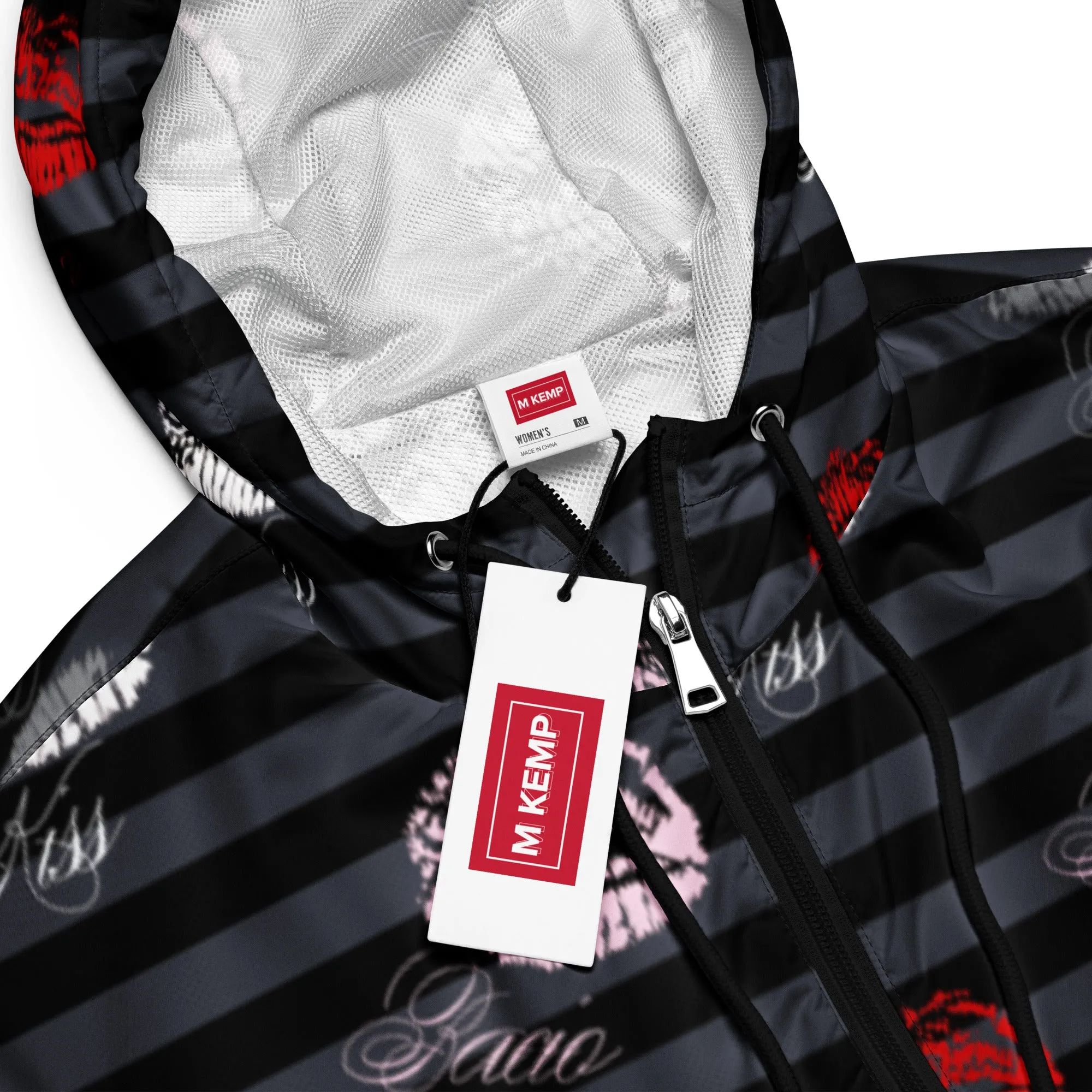 Multilinguql Kisses Women’s cropped windbreaker