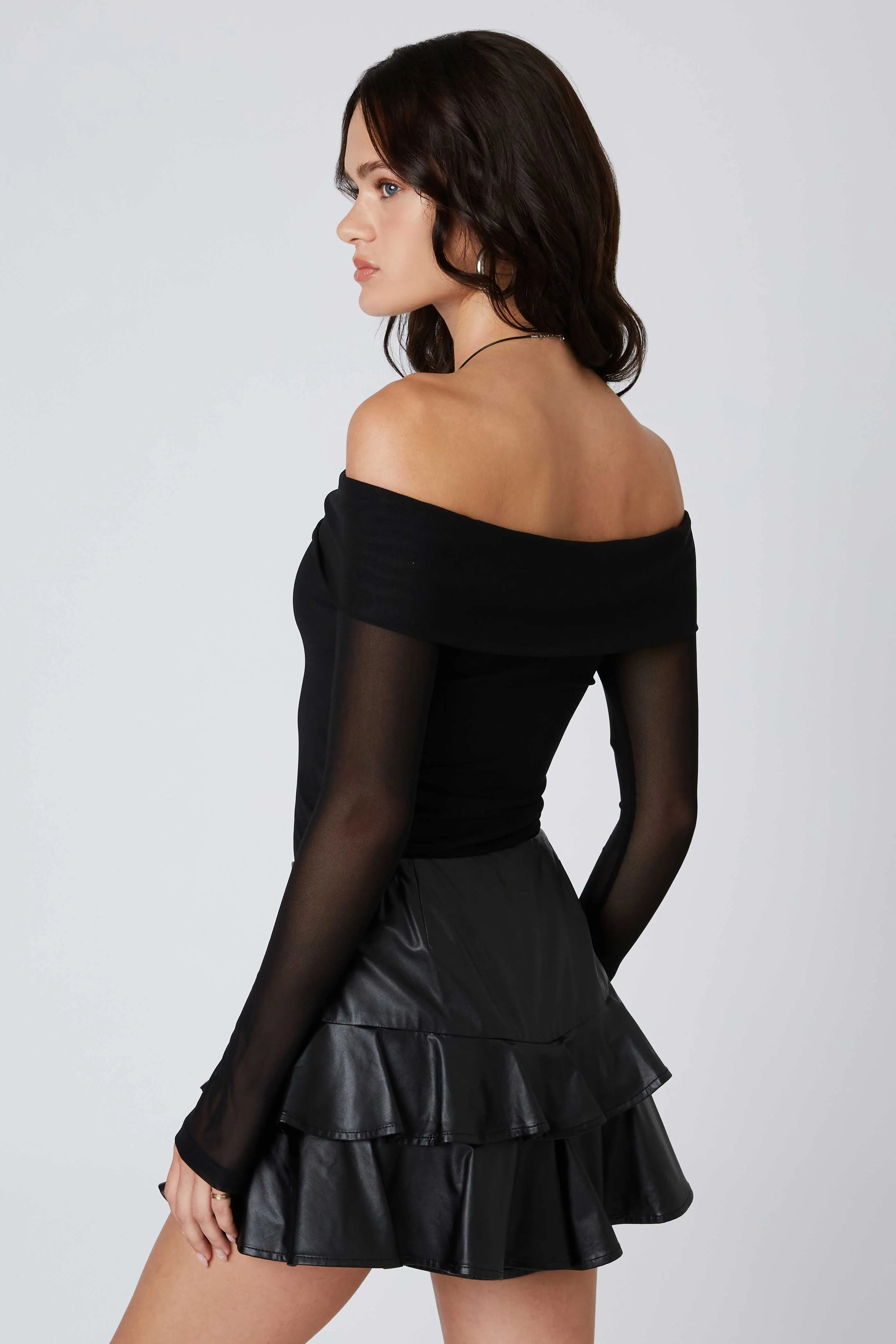 Off-the-Shoulder Mesh Top