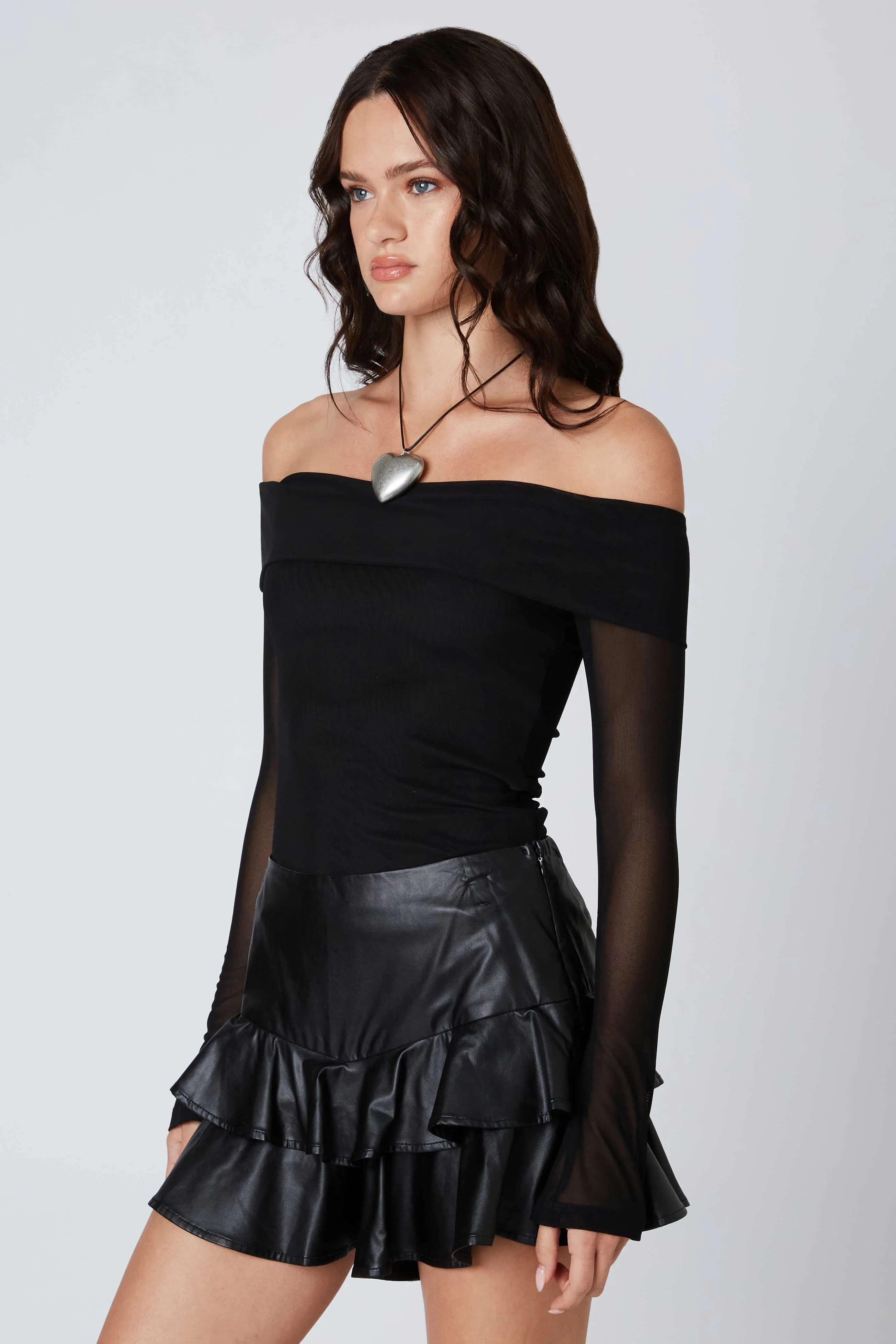 Off-the-Shoulder Mesh Top