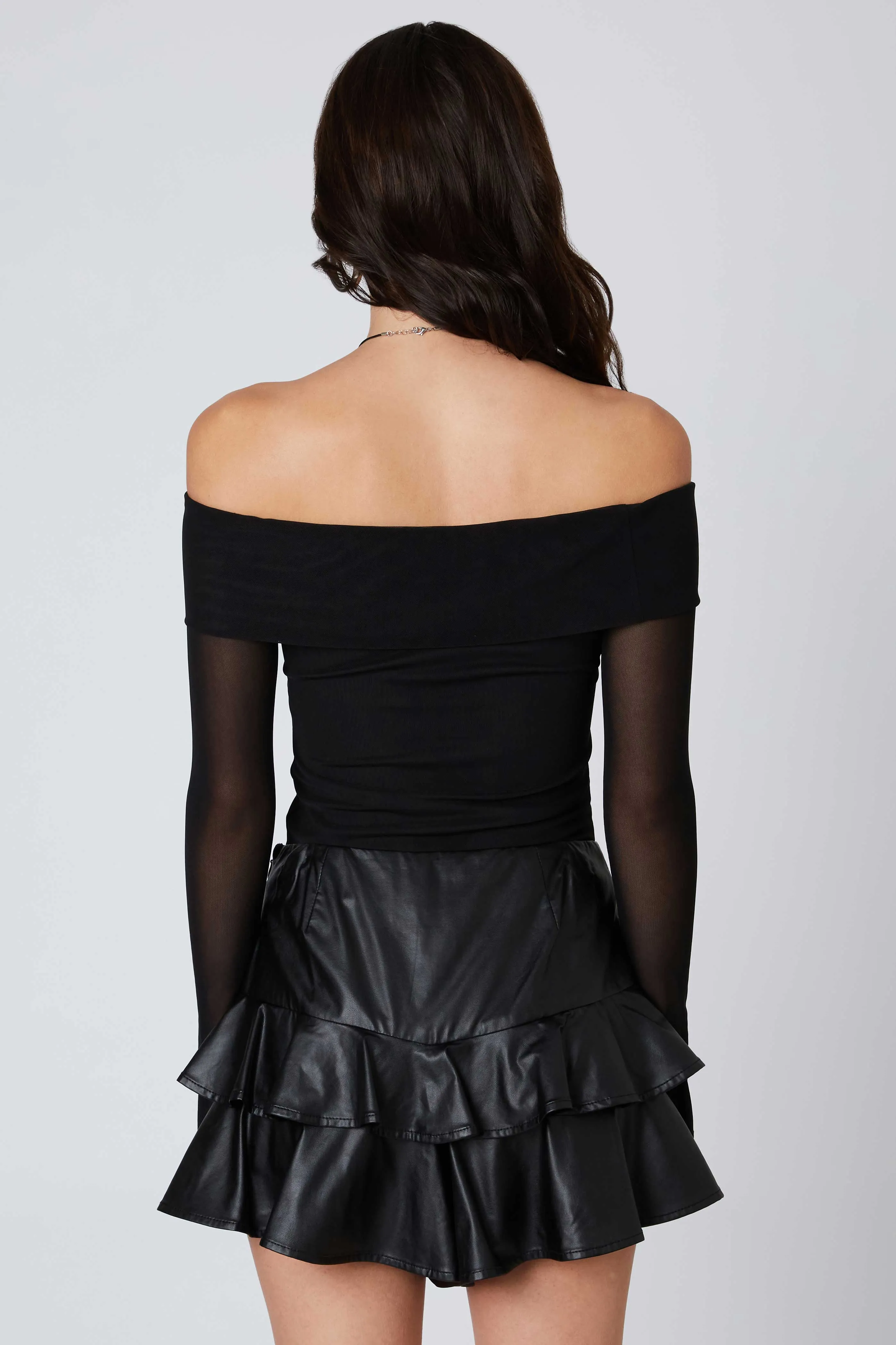 Off-the-Shoulder Mesh Top