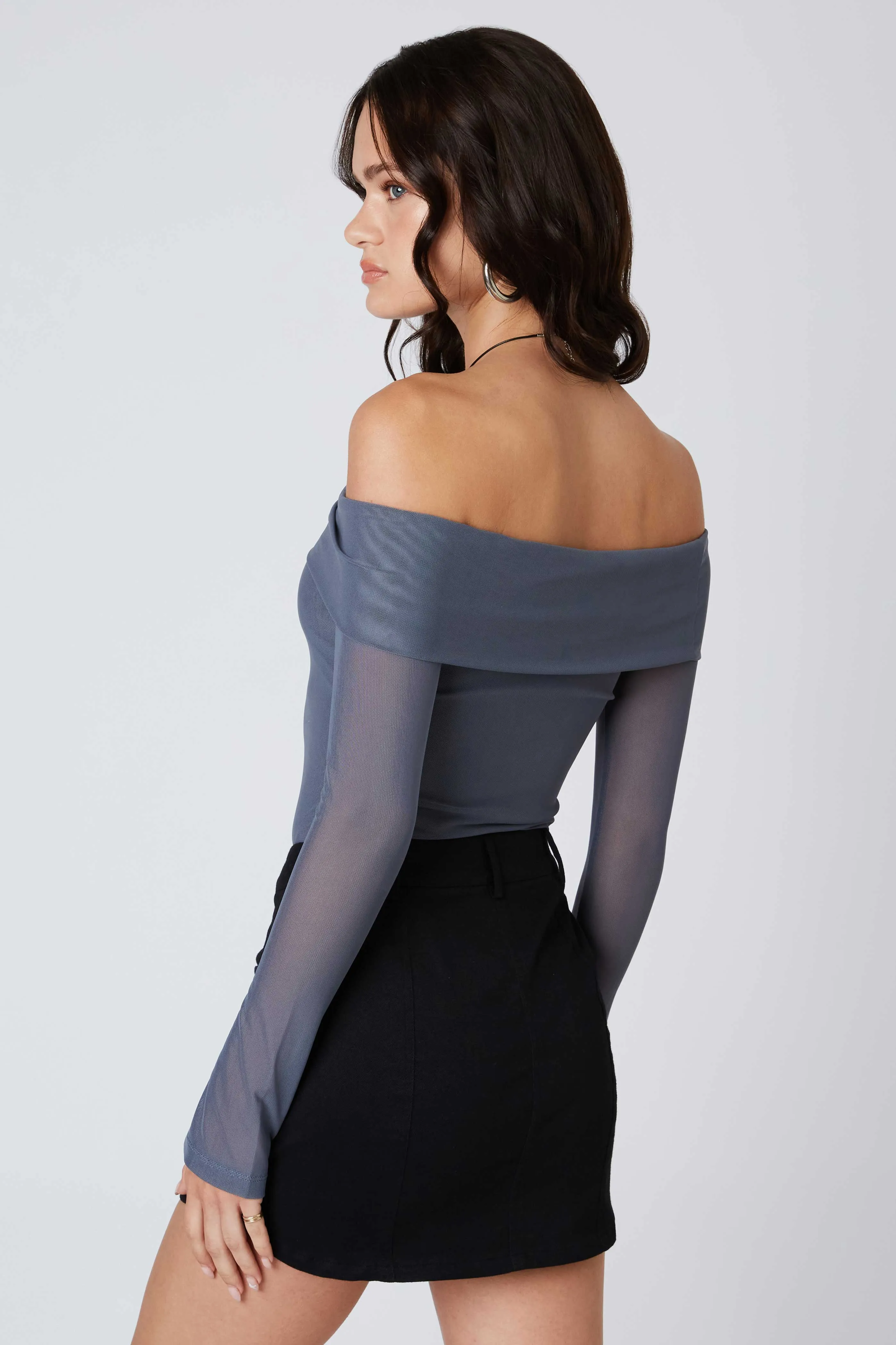 Off-the-Shoulder Mesh Top