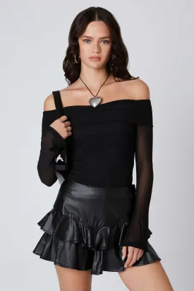 Off-the-Shoulder Mesh Top