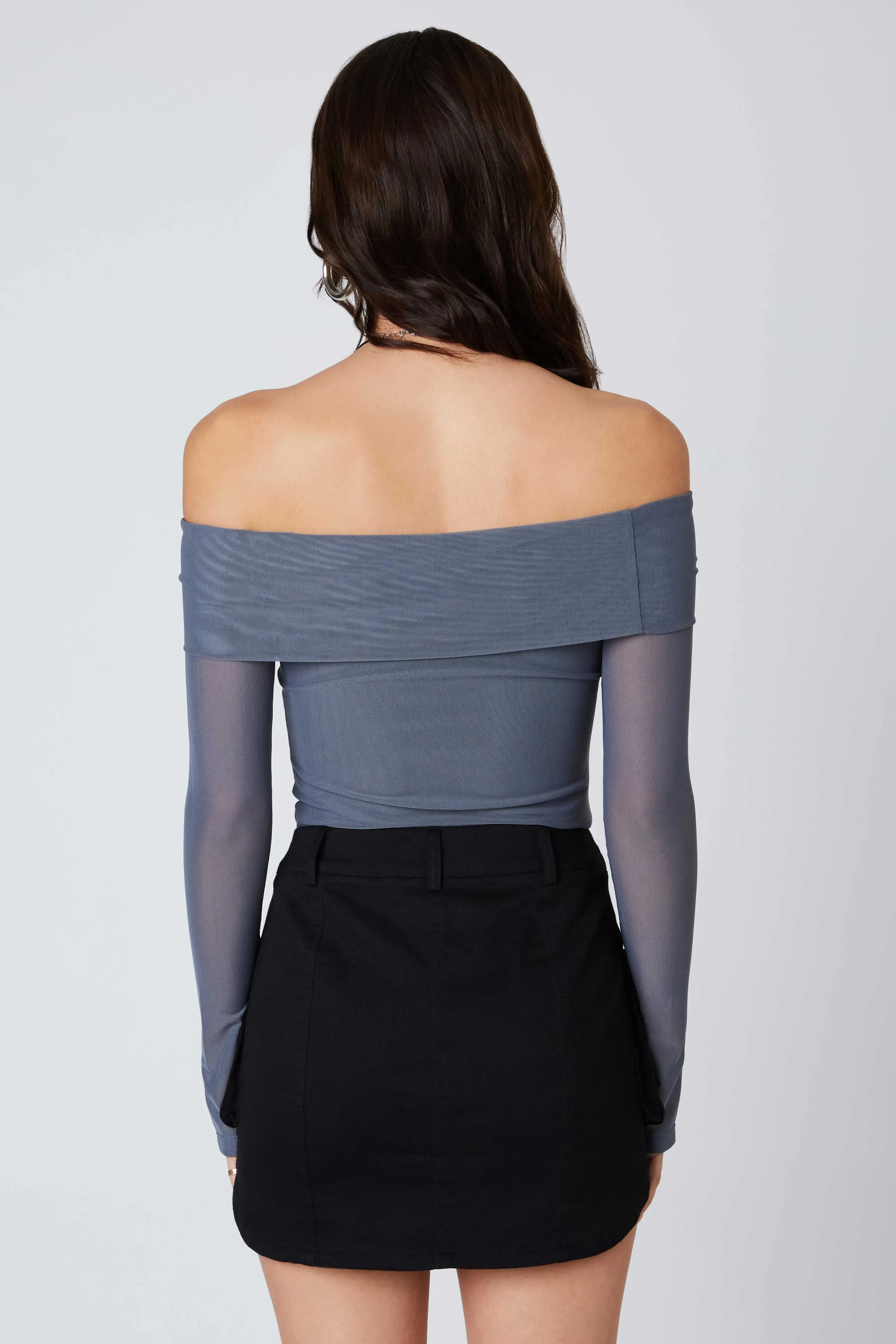 Off-the-Shoulder Mesh Top
