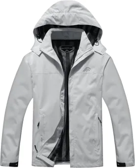 OTU Men's Lightweight Waterproof Hooded Rain Jacket Outdoor Raincoat Shell Jacket for Hiking Travel