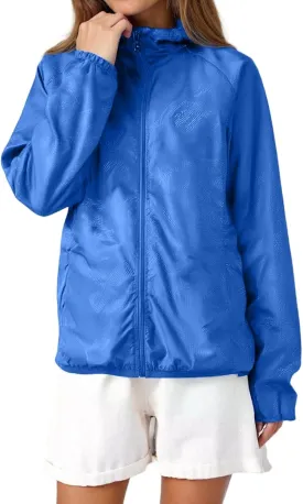 Rain Jacket Women Waterproof Lightweight Windbreaker Jacket with Hood Outdoor Sports Packable Raincoat with Pockets