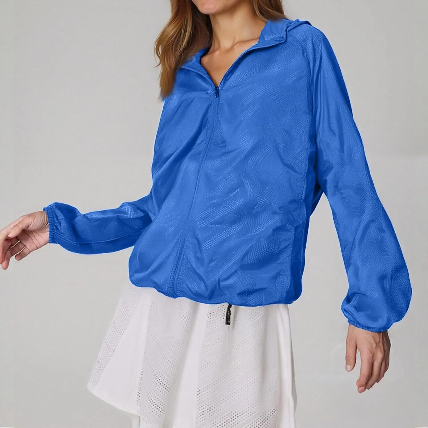 Rain Jacket Women Waterproof Lightweight Windbreaker Jacket with Hood Outdoor Sports Packable Raincoat with Pockets