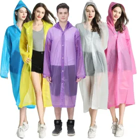 Rain Ponchos for Adults Reusable, 2 Pack Raincoat for Women Men, Waterproof Rain Coat Gear with Hood Drawstring